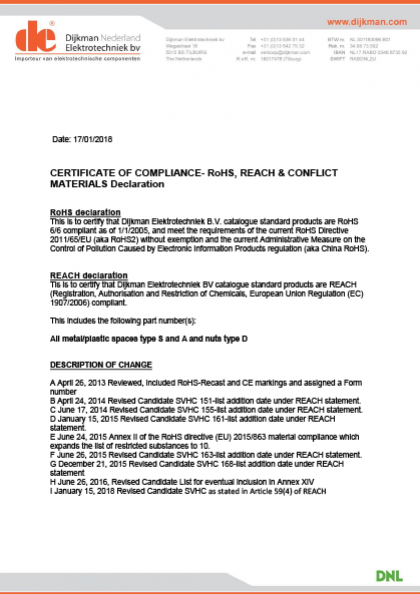 RoHS & Reach verklaring