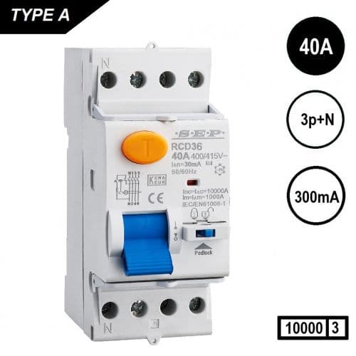 Aardlekschakelaar 3P+N, RCD36, 2 modulen